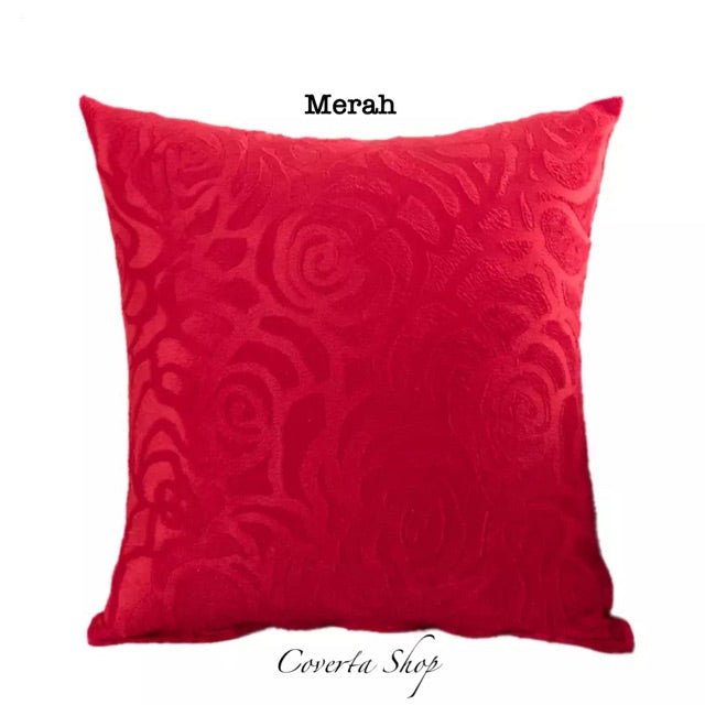 Sarung Bantal Kursi Sofa Bunga Suede Bludru 40x40cm