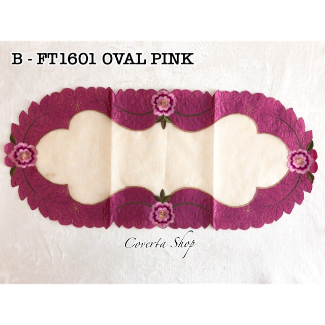 Taplak Meja Tamu Oval Mewah Estetik Bahan Kain 40x85cm (Kode B - FT1601 Oval)