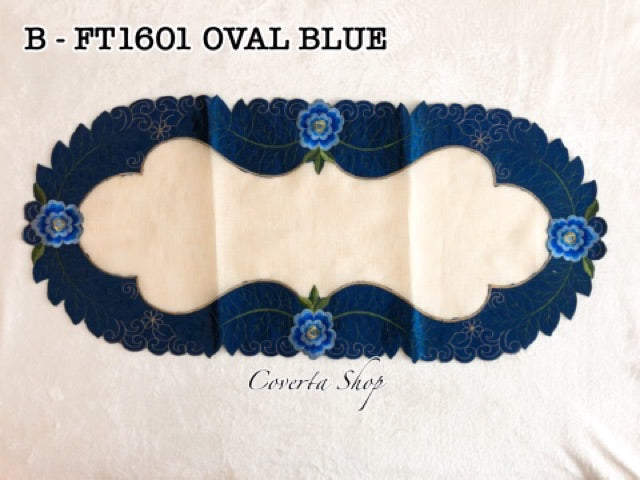 Taplak Meja Tamu Oval Mewah Estetik Bahan Kain 40x85cm (Kode B - FT1601 Oval)