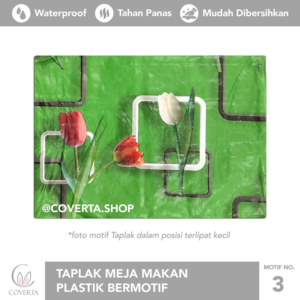 Taplak Meja Makan Motif Plastik Renda Segi 137x183cm