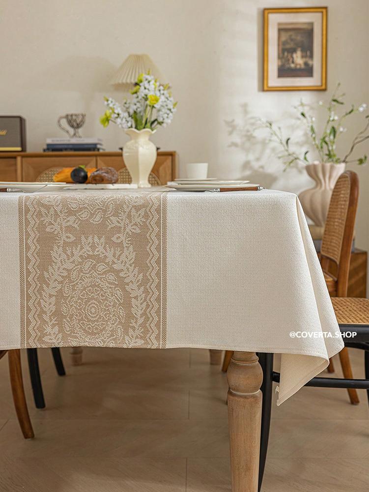 Taplak Meja Makan Raya - Taplak Meja Makan Linen Estetik Motif Raya | Alas Meja Makan Minimalis