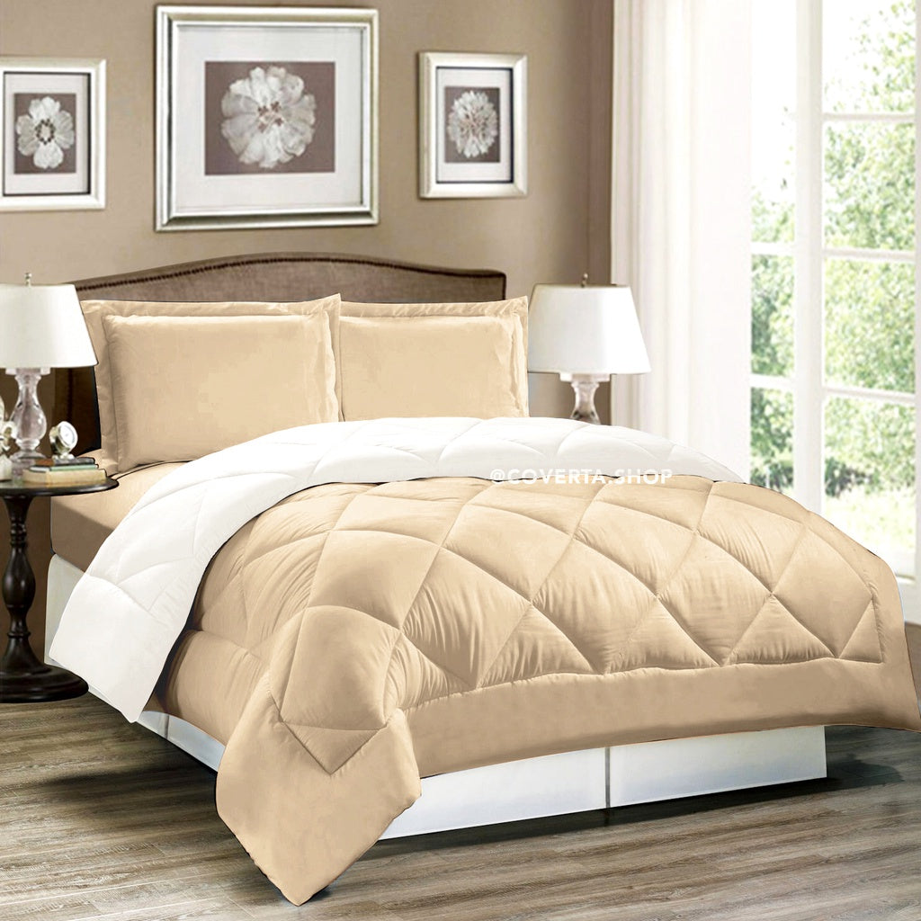 Bed Cover Set Polos Hotel - Kombinasi Warna - 160/180/200x200x20cm