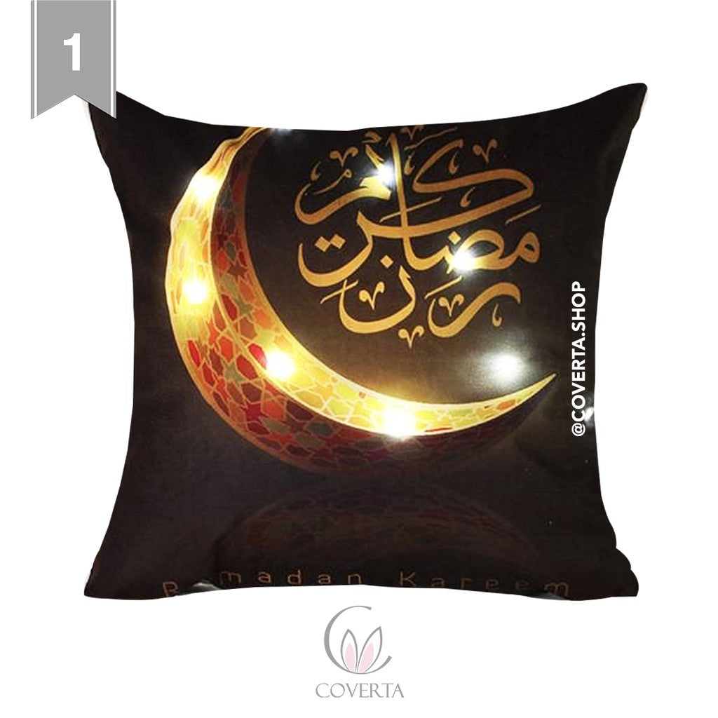 Sarung Bantal Sofa Lebaran / Idul Fitri / Ramadhan dengan Lampu LED - 45x45cm