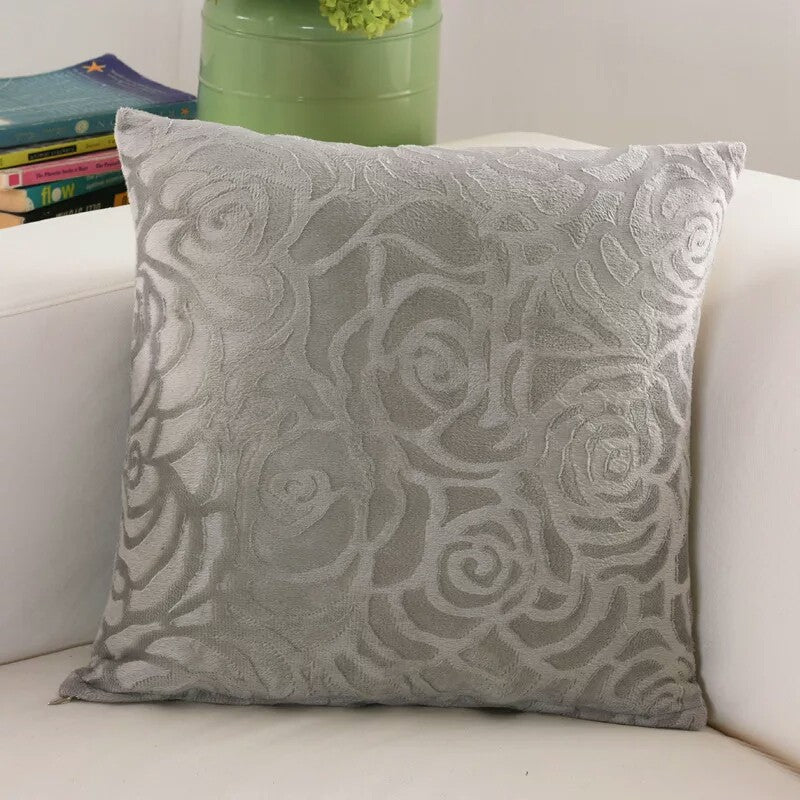 Sarung Bantal Kursi Sofa Bunga Suede Bludru 40x40cm