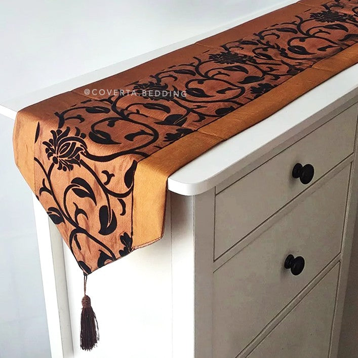 Table Runner Satin - Taplak Meja Panjang Warna Coffee - 30x200cm