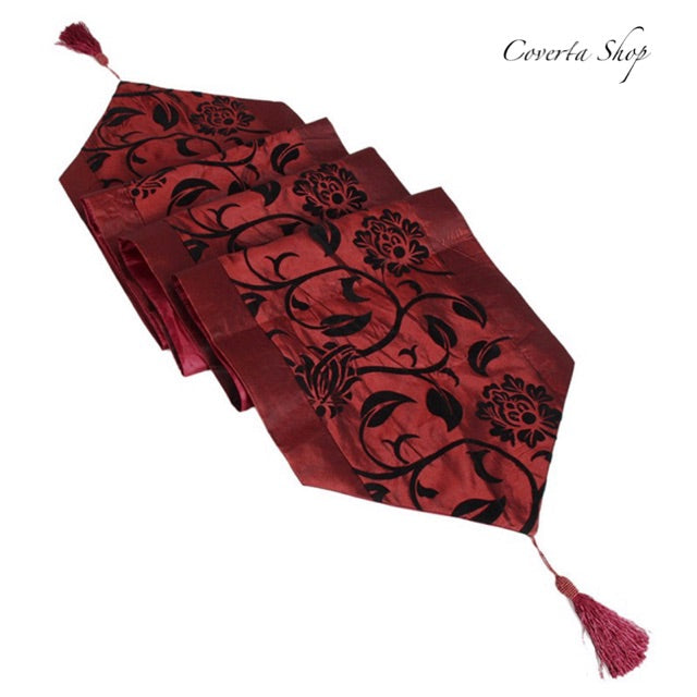 Table Runner Satin - Taplak Meja Panjang - Merah Maroon - 28x200cm