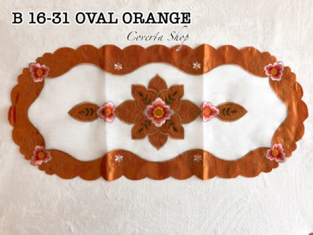 Taplak Meja Tamu Bordir 40x85cm (Kode B16-31 Oval)