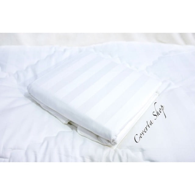 BedCover Set Hotel Dobby Putih Salur / Kotak - 100/120x200x40cm