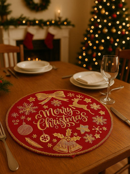 Alas Meja Natal Merry Christmas Premium | Placemat Natal Aksesori Meja Xmas