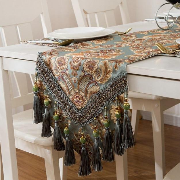 Table Runner Belgia Turki Premium | Alas Meja Tamu | Taplak Meja Kain Mewah Dekorasi Rumah Elegant