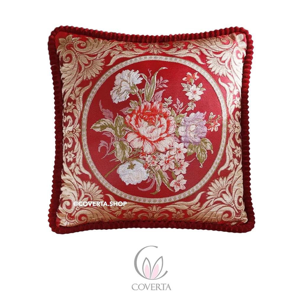 Sarung Bantal Kursi Sofa Coverta Belgi Classic Flower 45x45cm dengan Motif Bunga yang Halus dan Detail Bordiran Menawan - Dekorasi