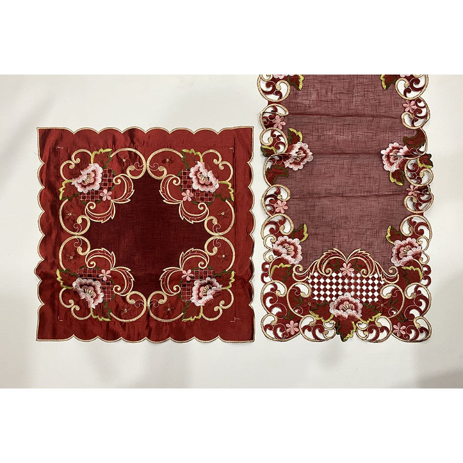Sarung Bantal Kursi Sofa Set - Bordir Bunga Serat Nanas - 40x40cm