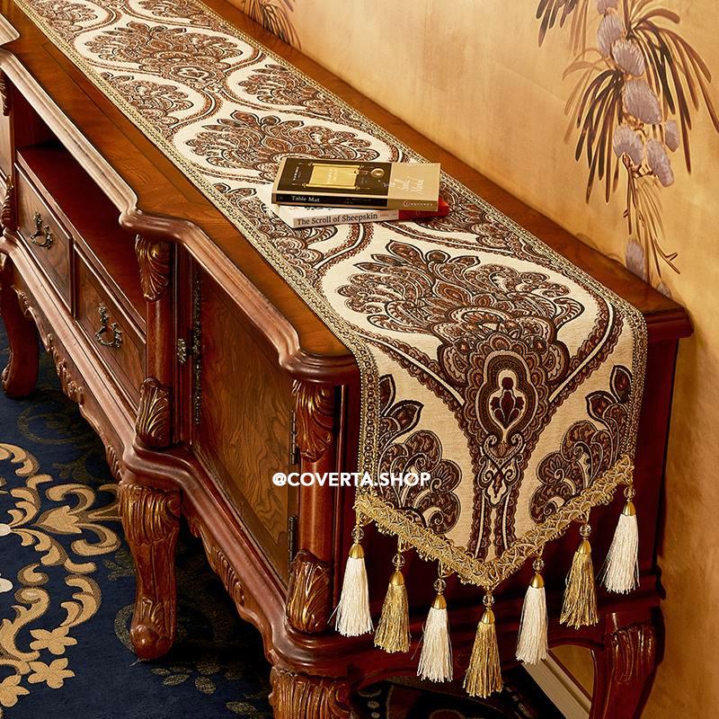 Table Runner Hurrem Premium Motif Klasik - Dekorasi Meja Panjang Elegan