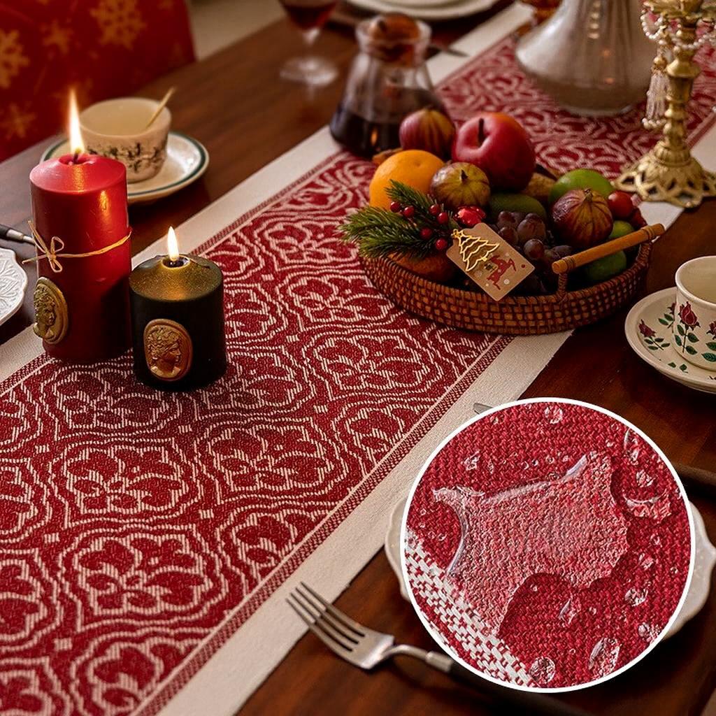 Table Runner Raya Merah | Taplak Meja Natal Estetik Alas Meja Makan & Dekorasi Ruang Tamu