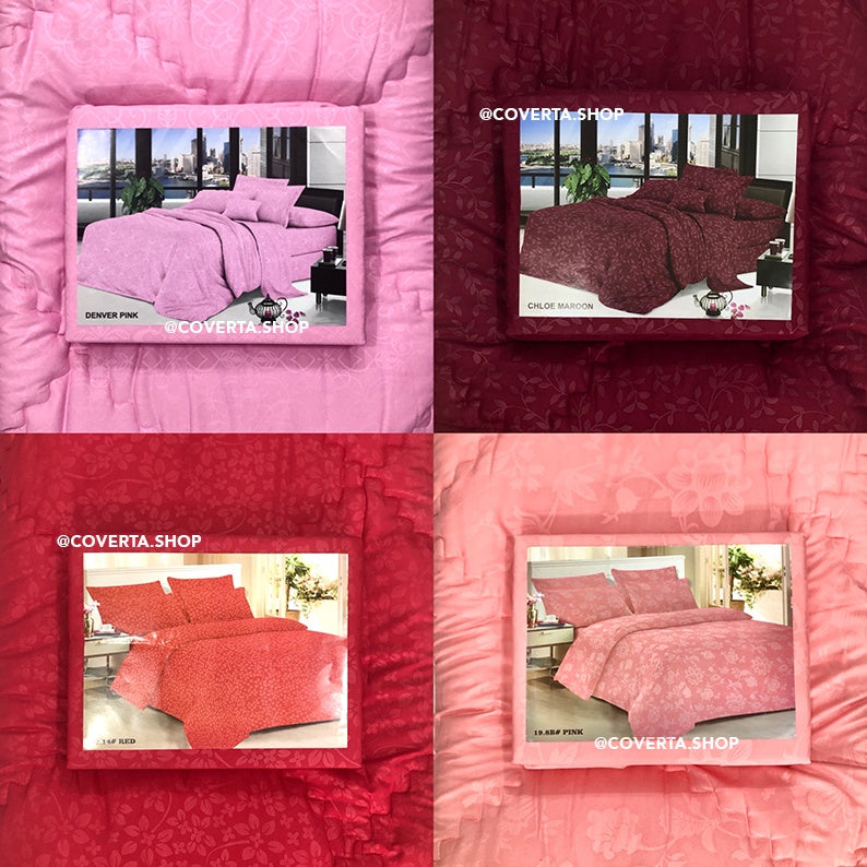 Bed Cover Set Pengantin - Polos Emboss Atlantic 180x200x30