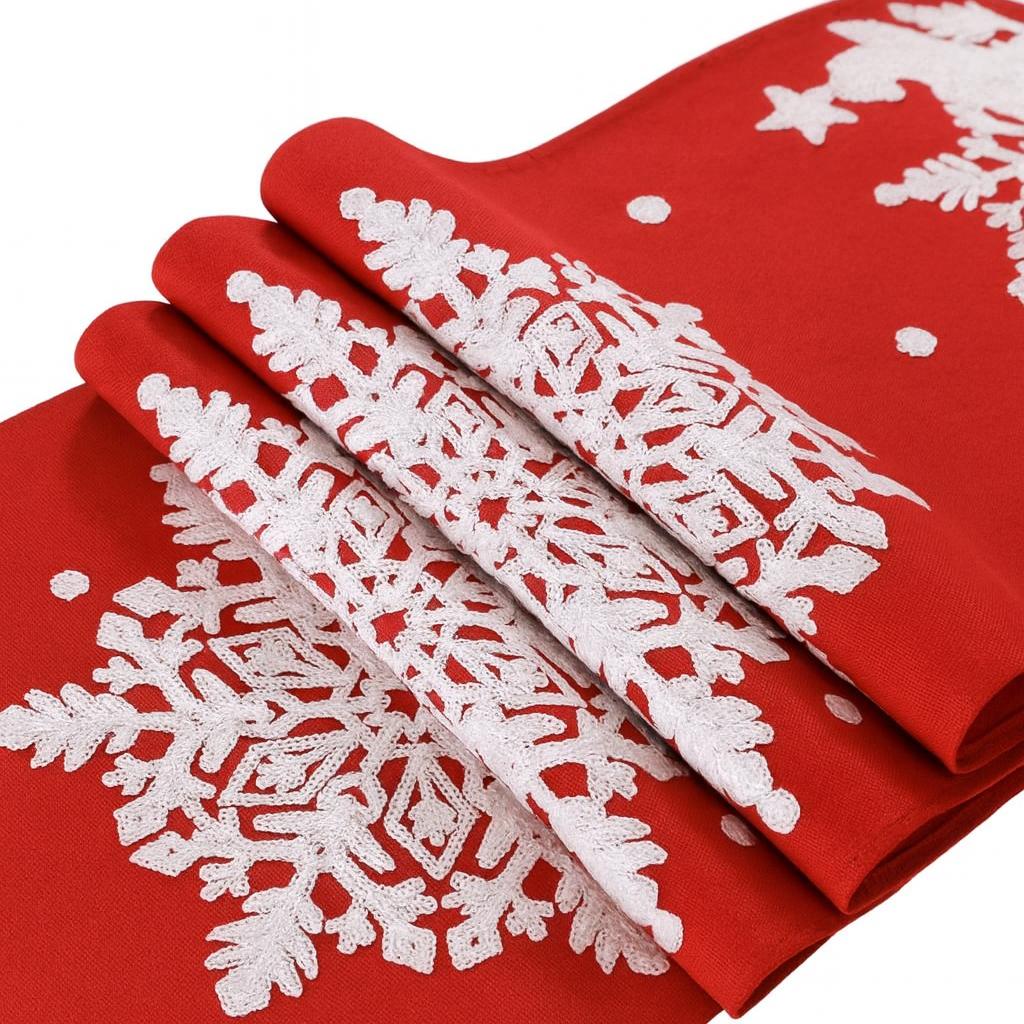 Table Runner Natal Snowflakes | Dekorasi Christmas Meja Makan Premium