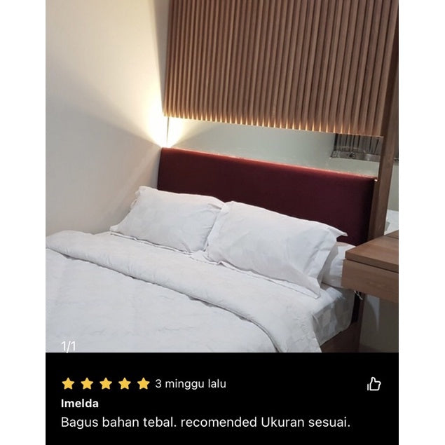 Bella Vista Bed Cover Set Polos Putih Kotak - Double 160/180/200x200x30cm