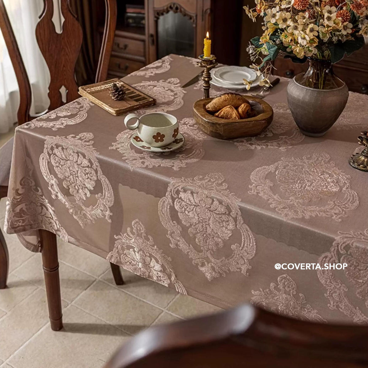 Taplak Meja Makan Royal Premium Motif Klasik | Taplak Meja Makan Elegan & Estetik