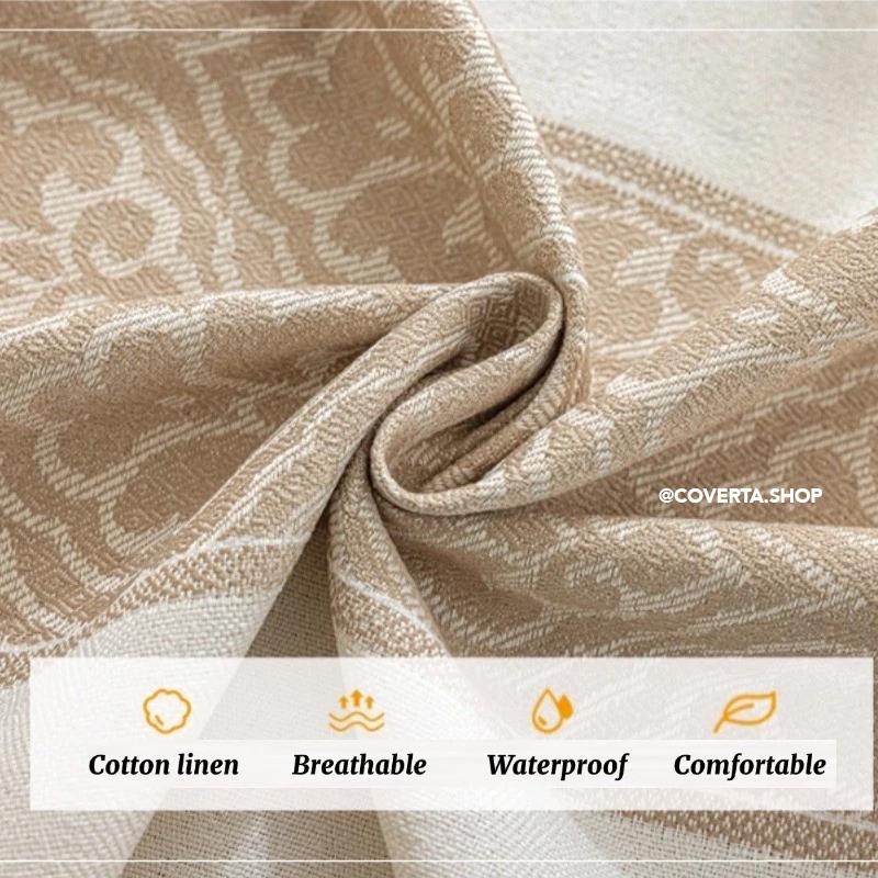 Taplak Meja Makan Raya - Taplak Meja Makan Linen Estetik Motif Raya | Alas Meja Makan Minimalis