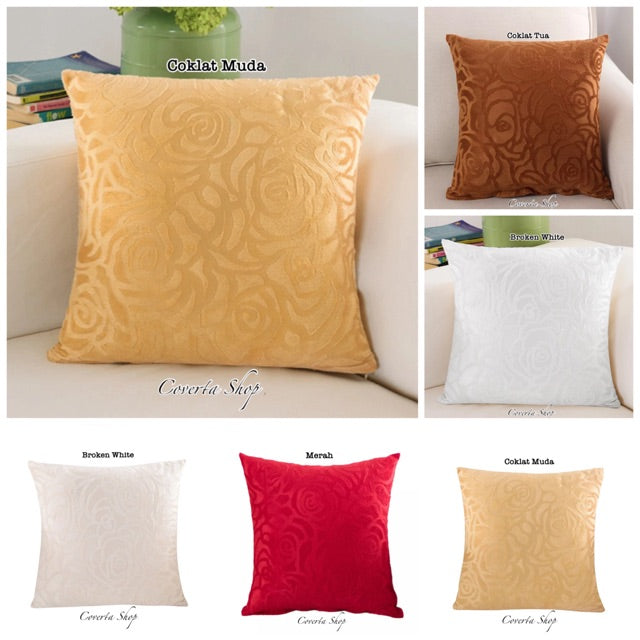 Sarung Bantal Kursi Sofa Bunga Suede Bludru 40x40cm