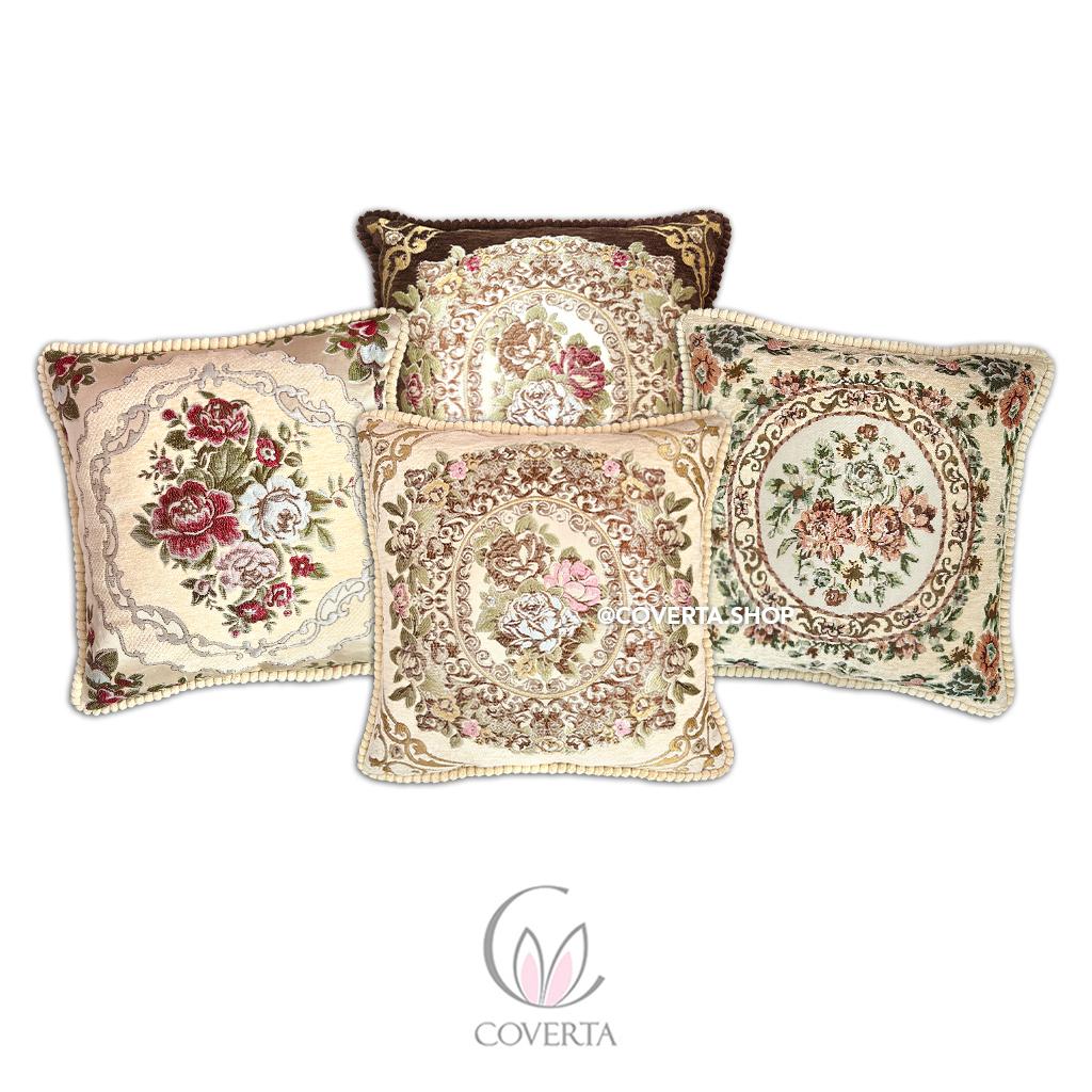 Sarung Bantal Sofa Belgian Floral Premium 45x45cm – Vintage Elegan Bahan Tebal dan Halus