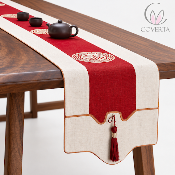 Table Runner Zen Coverta | Taplak Meja Makan Panjang Dekorasi Imlek