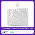 Taplak Meja Makan Putih Plastik Oval 6-8 Kursi Size 152x228cm