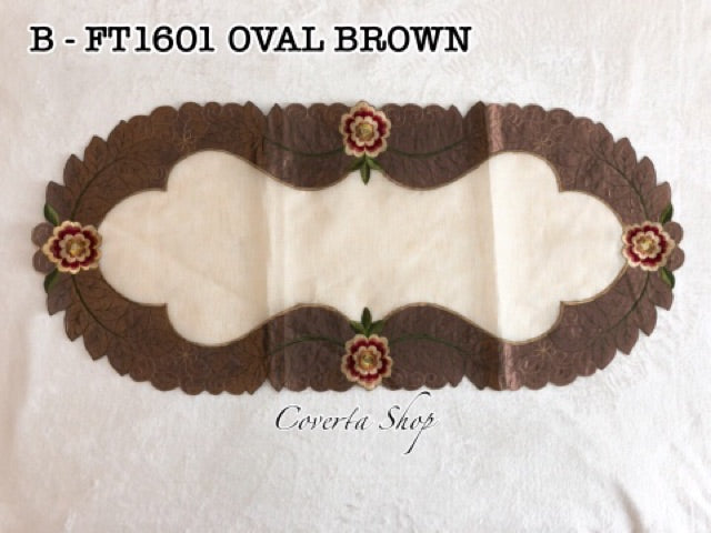 Taplak Meja Tamu Oval Mewah Estetik Bahan Kain 40x85cm (Kode B - FT1601 Oval)