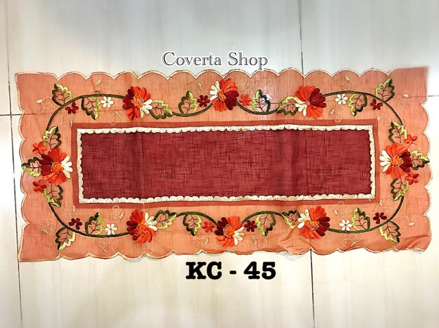 Taplak Meja Tamu Kaca Bordir 40x90cm