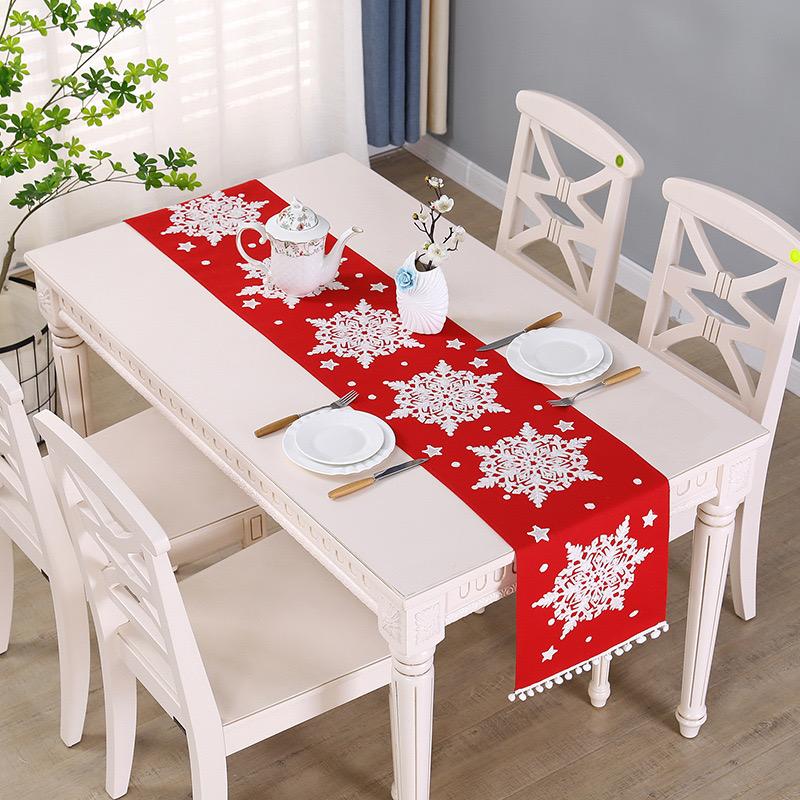 Table Runner Natal Snowflakes | Dekorasi Christmas Meja Makan Premium