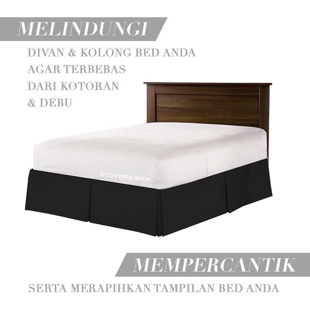 Bed Skirt Rumbai Tempat Tidur Bahan Katun Polos | Bed Skirt Polos | Bed Skirt Rok Dipan 160/180/200x200x30cm