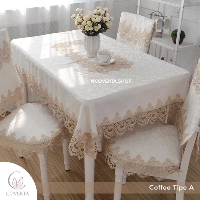 Taplak Meja Makan Bordir Segi 180x300cm (10-12kursi) (Sarung Kursi tidak termasuk)
