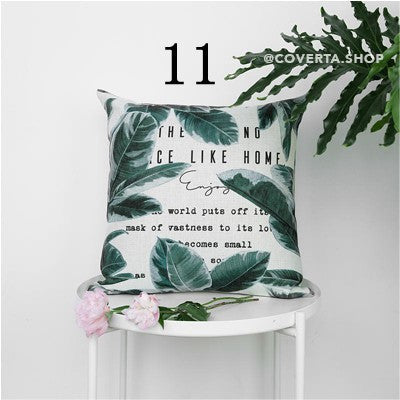 Sarung Bantal Kursi Sofa Hijau - Monstera 45x45cm