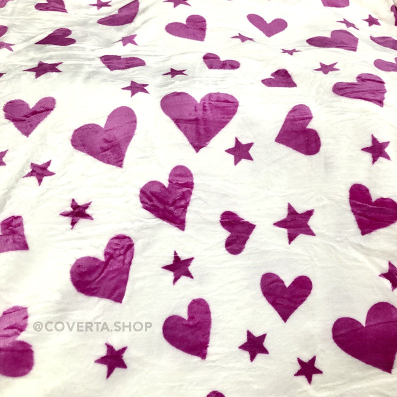 Selimut Bulu Dewasa Super Soft Blanket Motif Love Bintang Size Jumbo 200x230cm