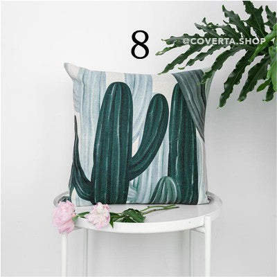Sarung Bantal Kursi Sofa Hijau - Monstera 45x45cm