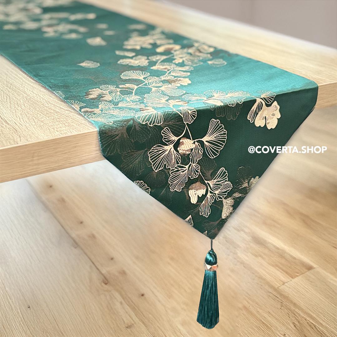 Table Runner Ginkgo - Taplak Meja Makan Estetik Motif Ginkgo | Alas Meja Tamu Minimalis