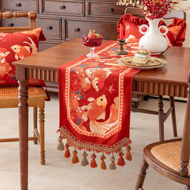Taplak Meja Imlek Premium Table Runner Series Motif Estetik Dekorasi Rumah Material Premium Tebal Awet Cocok untuk Meja Panjang Makan Tamu
