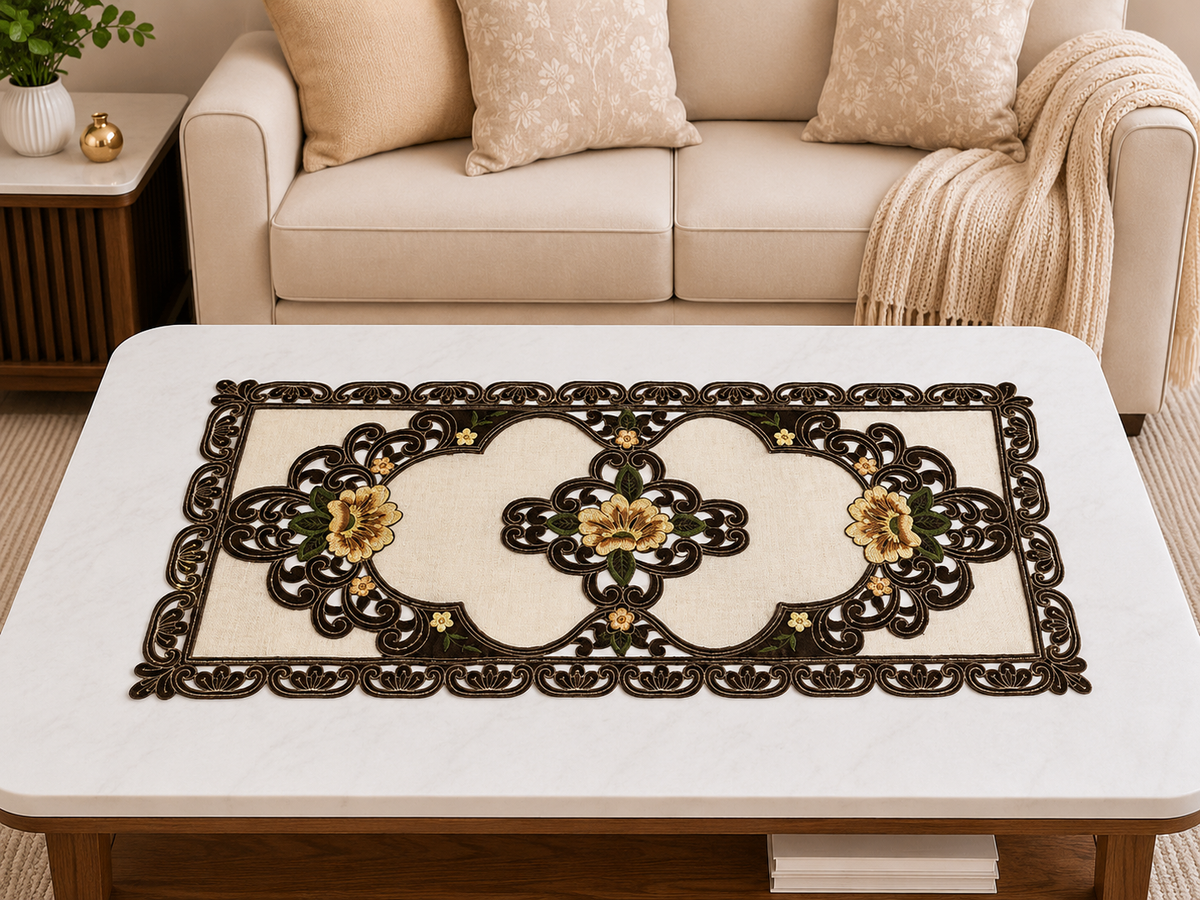 Taplak Meja Tamu Kaca Segi 40x85cm (A YL 12A - 189)