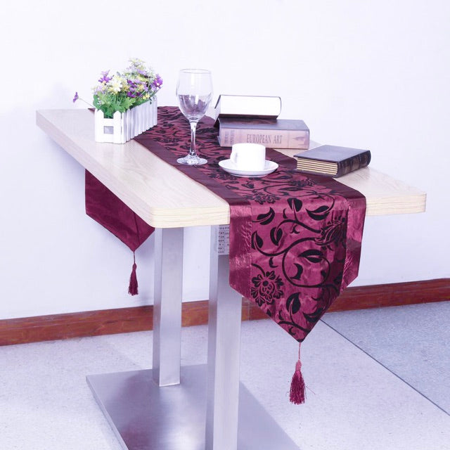 Table Runner Satin - Taplak Meja Panjang - Burgundy - 30x200cm