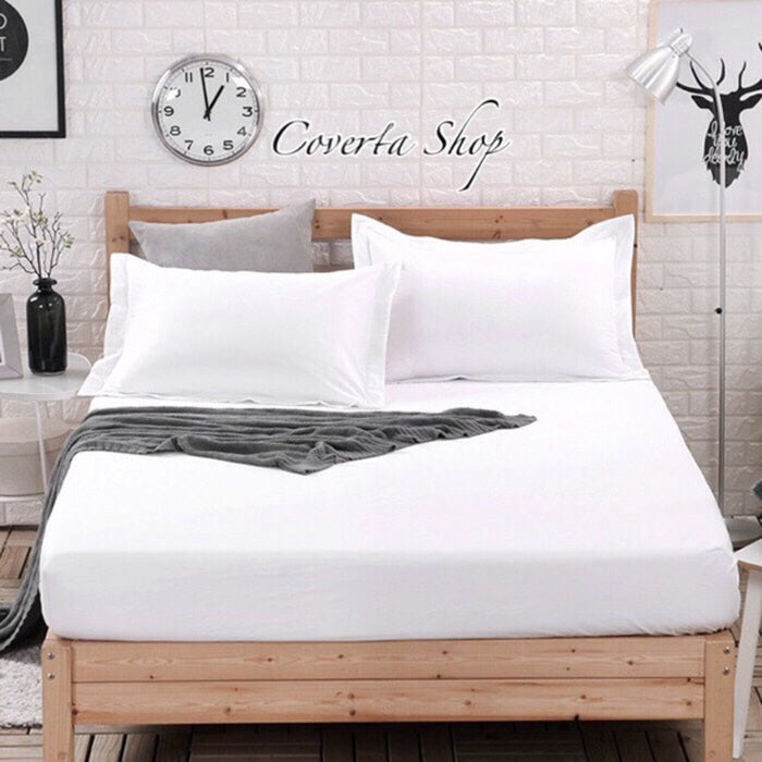 Bed Cover Set Putih Polos Hotel 160/180/200x200 tinggi 40cm