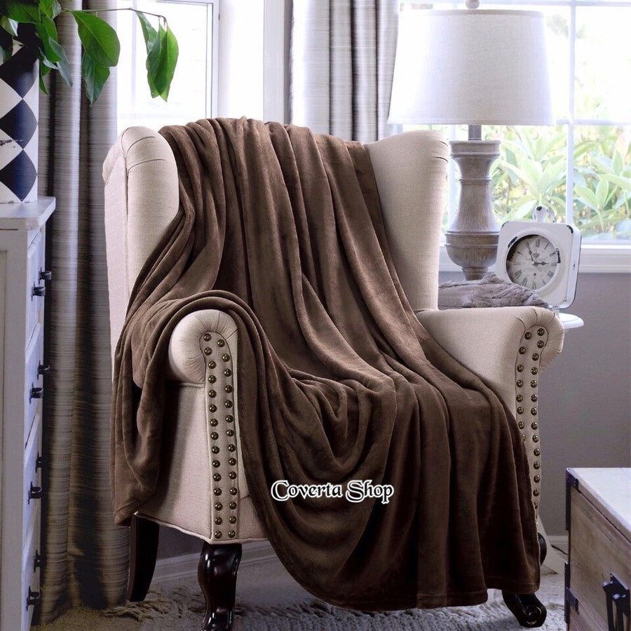 Selimut Polos Bulu Halus COKELAT Kecil - THROW BLANKET  - 130x150cm