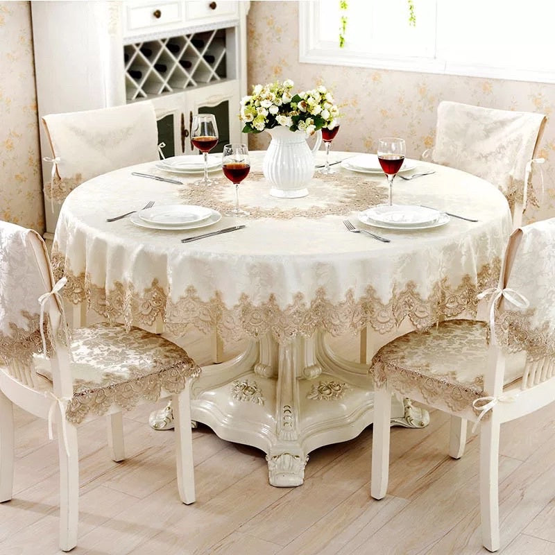 Taplak Meja Makan Kain Bordir Bulat Round Diameter 180cm