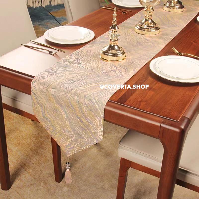 Coverta Table Runner / Taplak Meja Tamu / Taplak Meja Makan Motif Marmer Marble