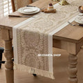 Coverta Table Runner Raya - Taplak Meja Makan Linen Estetik Motif Raya | Alas Meja Tamu Minimalis