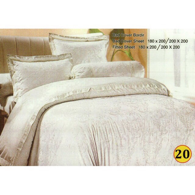 Bed Cover Set Pengantin - Jacquard Bordir  - King Size 180x200x40cm