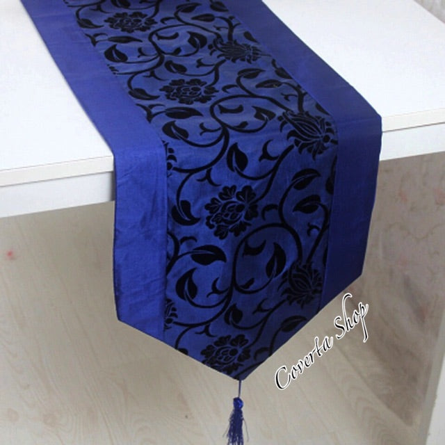 Table Runner - Taplak Meja Panjang - Satin - Blue - 30x200cm
