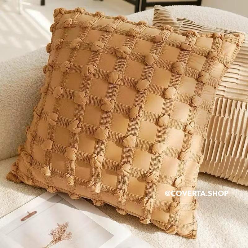 Sarung Bantal Sofa Kursi Japandi Style Coklat Putih Motif Kuda Geometris Premium 45x45cm