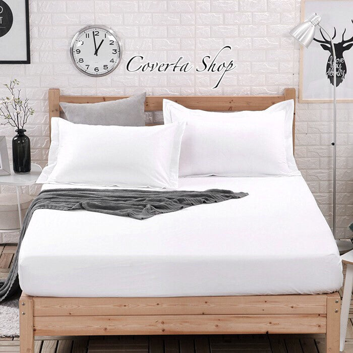 Sprei - Seprei HOTEL Putih Polos Salur / Kotak /Pulir 100/120x200x40cm
