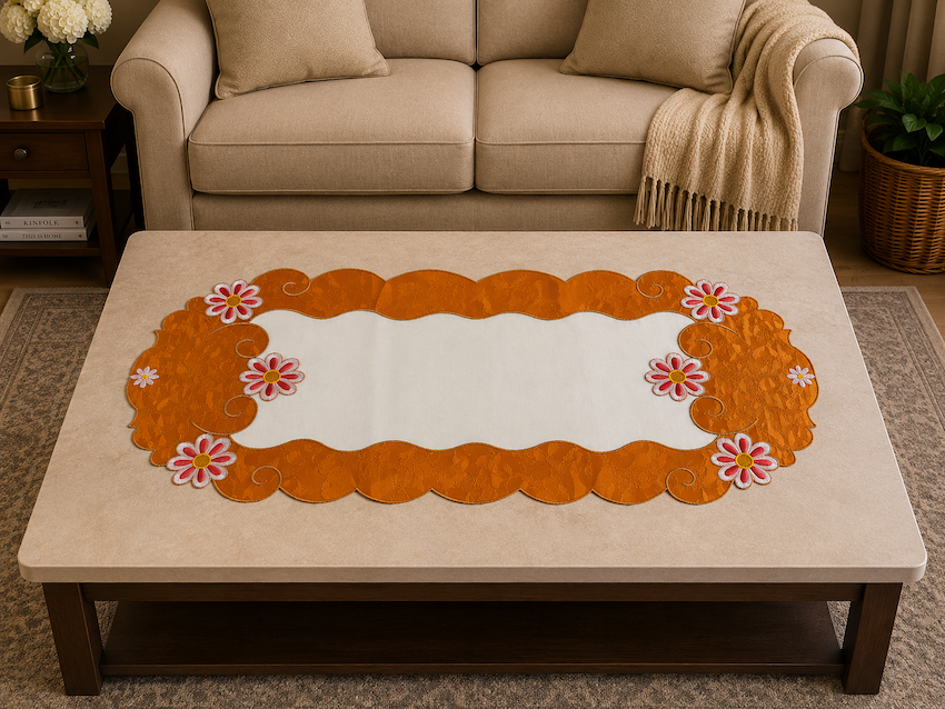 Taplak Meja Tamu Bordir 40x85cm (Kode B - FT1610 Oval)