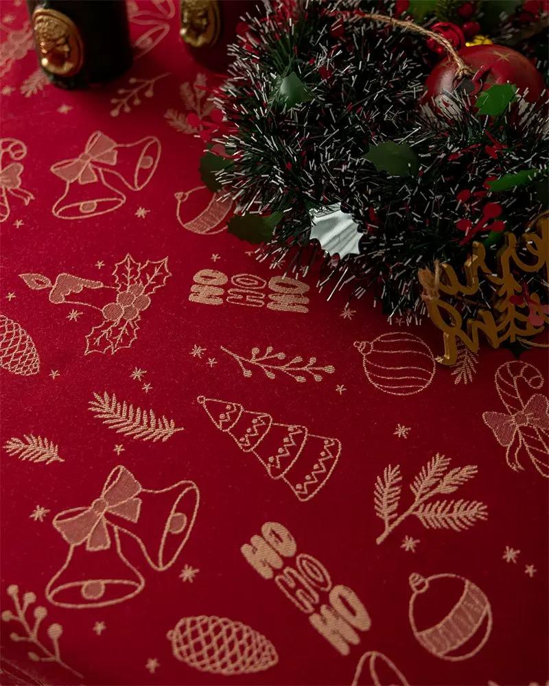 Table Runner Natal Christmas Doodle - Taplak Meja Panjang Estetik Dekorasi Natal
